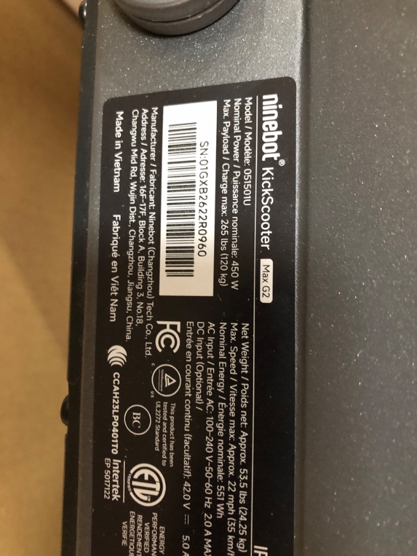 View 3 of (SEALED) Segway Ninebot MAX G2 Electric KickScooter, Power by 1000W Motor, Up to 43 Miles Range and 22MPH, w/t 10-inch Tires , Dual Brakes & Suspension, Electric Scooter for Adults, UL-2272 Certified
