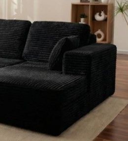 View 1 of (Sold as missing parts) L Shaped Sectional Couch, Cloud Style Sofa with Deep Seat Cushions, Sofa for Living Room and Apartment, Easy Assembly Couch in a Box (True Black, 96"L Shape with Right Facing Chaise)