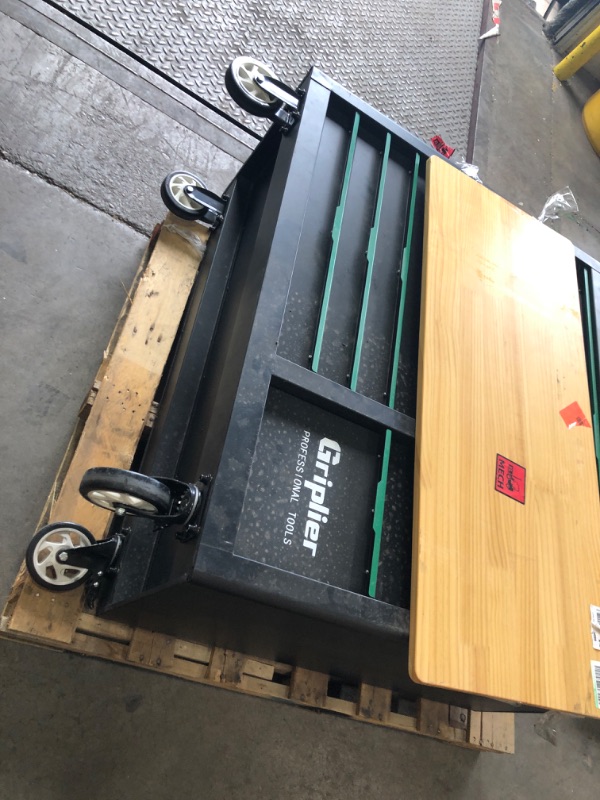 View 4 of ***TRUCK/TRAILER PICKUP ONLY***Griplier 14-Drawers Rolling Tool Chest with Wood Workbench,Brake Casters,Lock & Key,Heavy-Duty Steel Tool Cabinet Storage, for Home,Garbge or Workshop Use (14 Drawer + 348 Pieces Tools)