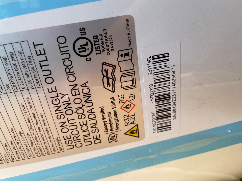 Photo 1 of **DAMAGED, FOR PARTS ONLY**14000 BTU Portable Air Conditioners with Remote Control, 3-in-1 Free Standing Cooling AC Unit with Fan & Dehumidifier, Cools Room up to 750 sq.ft,Sleep Mode,3 Speed,Auto Swing,24H Timer