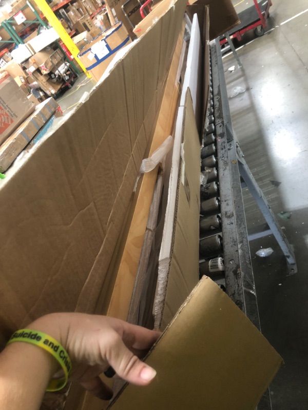 Photo 1 of *INCOMPLETE BOX 1 OF 2 ONLY* Christopher Knight Home King Size Platform Bed Frame with Headboard, Natural Wood Bed Frame, Solid and Manufactured Wood, Vertical Slat Design, No Box Spring Needed, 600 lbs Capacity0