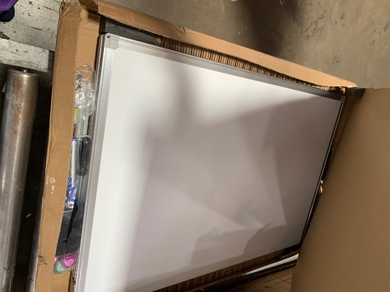 View 2 of **ONE METAL SIDE BROKEN OFF** TRIPOLLO Magnetic White & Cork Board Combo 48" x 36" Aluminum Frame