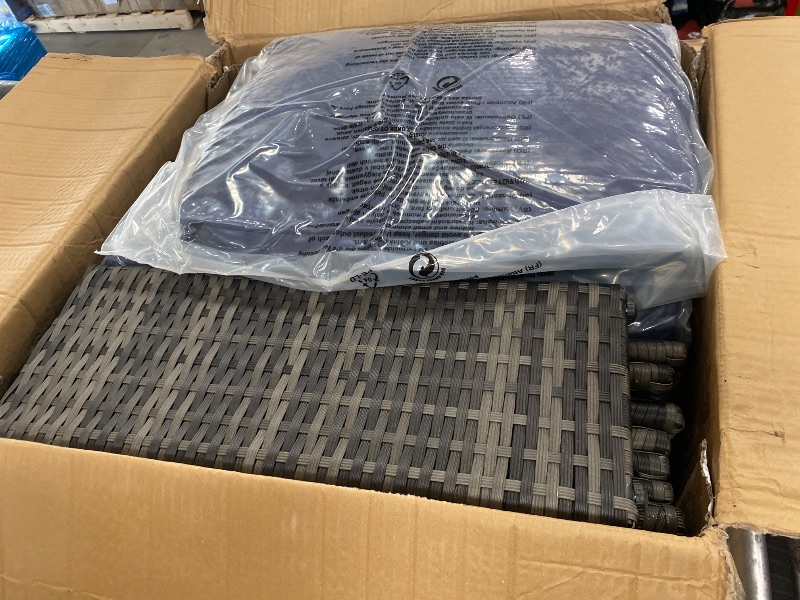 Photo 1 of **PARTIAL SET, MISSING MOST OF THE BOXES***Eafurn 7 Pieces Outdoor Patio Conversation Furniture Sets All Weather Wicker PE Rattan Half-Moon Curved Sectional Sofa with Round Coffee Table, 4 Pillows & Waterproof Cover for Backyard