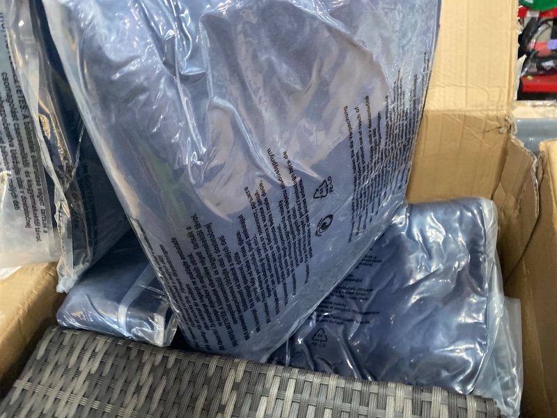 Photo 1 of **PARTIAL SET, MISSING MOST OF THE BOXES***Eafurn 7 Pieces Outdoor Patio Conversation Furniture Sets All Weather Wicker PE Rattan Half-Moon Curved Sectional Sofa with Round Coffee Table, 4 Pillows & Waterproof Cover for Backyard