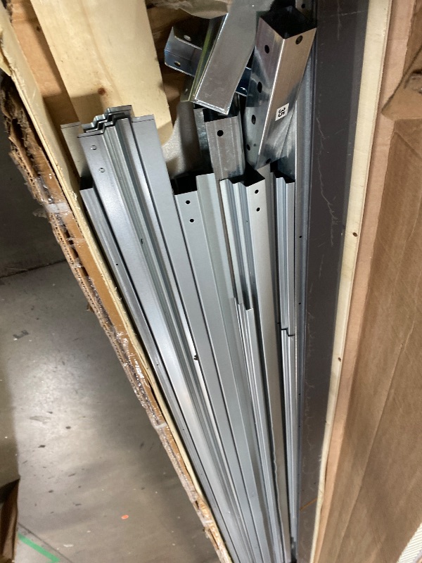 View 2 of *incomplete* Garvee 12x20 ft Enclosed Metal Car Port, Carport with Vertical Steel Roof for All-Weather Use, Metal Garage Shed with Man Door for Full-Sized Pickup Trucks & SUV, Gray