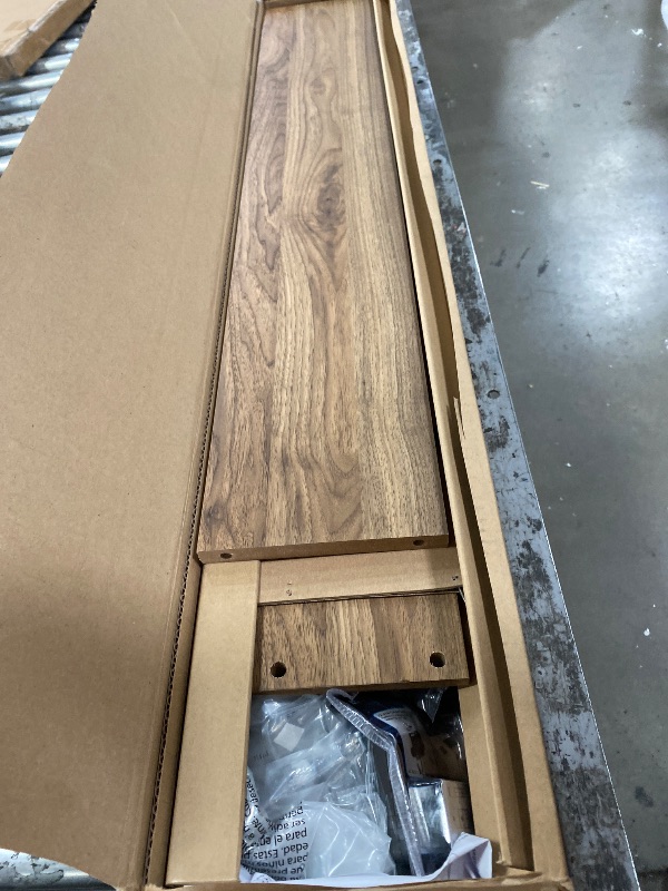 Photo 1 of *** PARTIAL SET *** Signature Design by Ashley Deanlow Bookcase Storage Bed, Replicated Walnut Wood-Look Platform, Mid-Century Modern Casual Style, Integrated Bookshelf Side Rails, Honey Brown, Twin