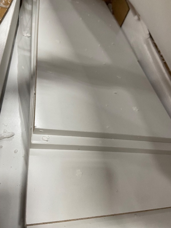 View 2 of **FOR PARTS ONLY, MISSING PIECES** Bellemave L Shaped Executive Desk, Farmhouse l Shaped Desk, Home Office Table with Storage Cabinet and Shelf, Farmhouse Corner Table with Drawers, White