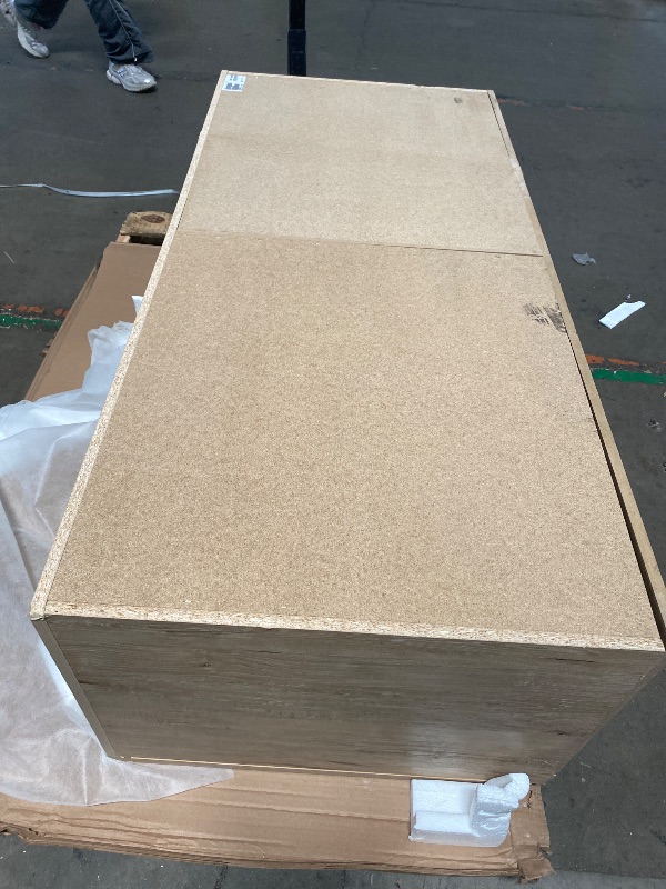 Photo 1 of **HAS SOME HEAVY DAMAGE, FOR PARTS ONLY** Signature Design by Ashley Cielden 6 Drawer Dresser, Quick 10-Minute Assembly, Textured Cane Details, Coastal Modern Bedroom Storage, Light Brown Two-Tone