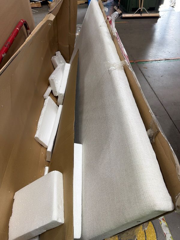Photo 4 of *** PARTIAL SET *** Ball & Cast California King Size Bed Frame,Upholstered Platform Bed with 54" Wingback Headboard & Solid Wood Legs, No Box Spring Needed, Free Noise, Easy Assembly,Textured Ivory