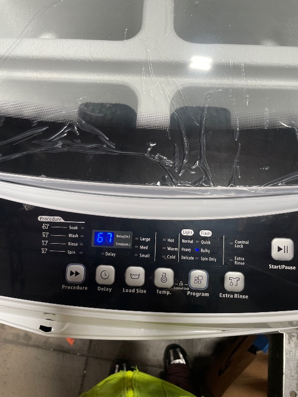 Photo 1 of **PARTS ONLY** BLACK+DECKER 3.0 Cu. Ft. Portable Washer, 26.5 lb. Capacity Washing Machine, 6 Cycles, Quick Connect Sink Adapter and Drain Hose Included, Transparent Lid & LED Display, BPW30MW, White