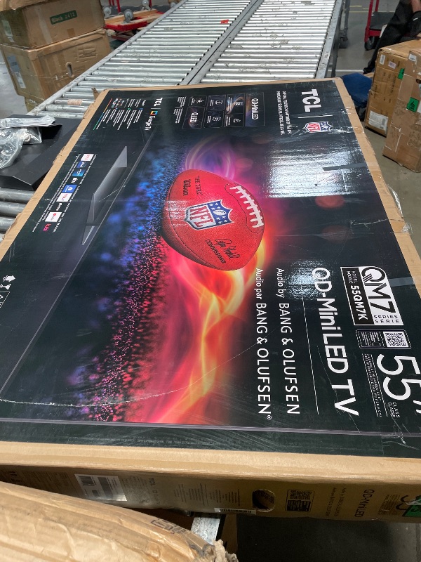 Photo 1 of **BROKEN SCREEN**TCL 55 Inch Class QM7K Series | Mini LED QLED 4K HDR | 55QM7K, 2025 Model | 120HZ-144HZ Anti Reflective Screen Smart Google TV Dolby Atmos Onkyo Audio | Voice Remote Alexa Gaming Streaming Television