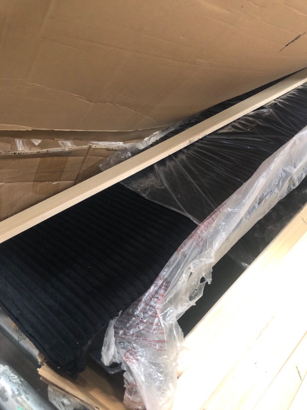 Photo 1 of **missing hardware*** IDEALHOUSE King Size Bed Frame with Tufted Wingback Headboard, Platform Corduroy Upholstered Bed Frame with 4 Storage Drawers and Wooden Slats Support, No Box Spring Needed, Black