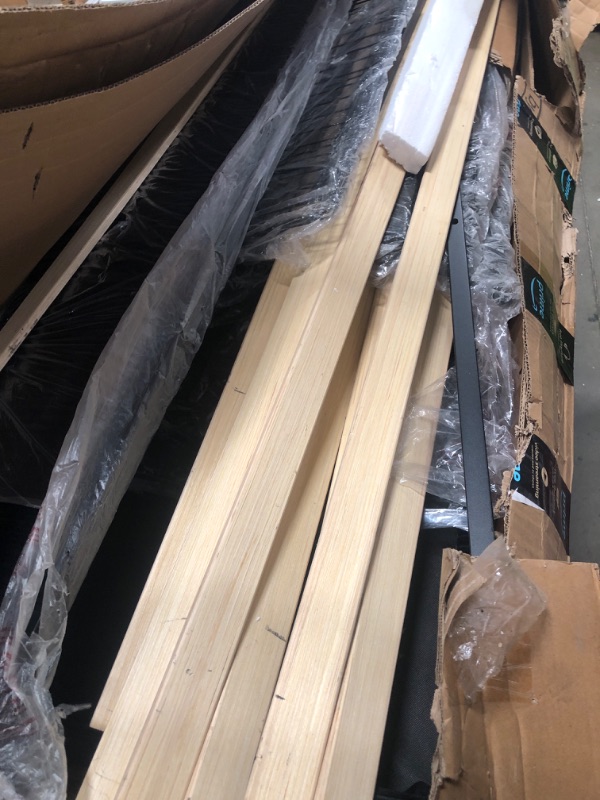 Photo 1 of **missing hardware*** IDEALHOUSE King Size Bed Frame with Tufted Wingback Headboard, Platform Corduroy Upholstered Bed Frame with 4 Storage Drawers and Wooden Slats Support, No Box Spring Needed, Black