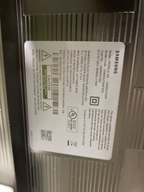 Photo 1 of **DAMAGED, PARTS ONLY** Samsung 65-Inch Class Crystal UHD 4K DU7200 Series HDR Smart TV w/Object Tracking Sound Lite, PurColor, Motion Xcelerator, Mega Contrast, Q-Symphony (UN65DU7200, 2024 Model)