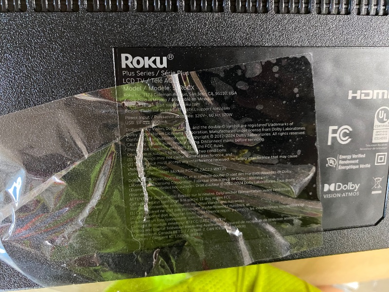 Photo 1 of **BOKEN, PARTS ONLY** Roku 55R6C7 55 inch Class Plus Series 4K QLED Mini-LED Smart TV