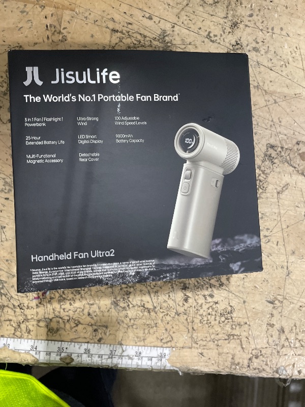 Photo 1 of ***SEE NOTES***JISULIFE Portable Handheld Fan Ultra2, 9000mAh Max 25 Hrs, 5 IN 1, 100 Speed Turbo Fan Rechargeable 18W Power Bank with Flashlight, Metal Shell Multi-Function Travel Essentials Gifts for Men-Brown