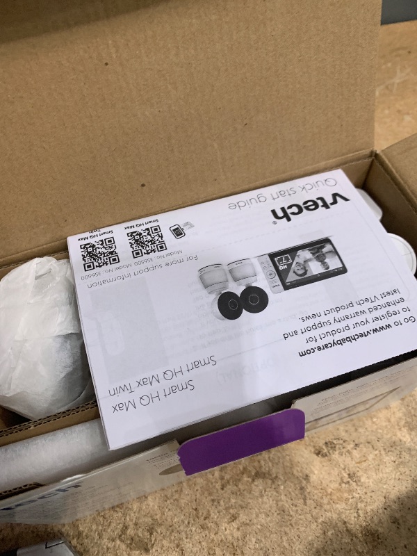 Photo 1 of **Missing one camera**VTech Smart WiFi Baby Monitor, 2 Cameras for Twins & Two Rooms – 7" Split Screen, 2K Sensor, Wide-Angle View, Free App, Night Light, Two-Way Talk | Smart HQ Max Twin