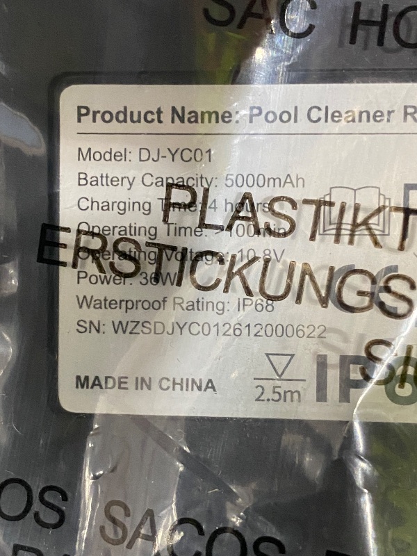 Photo 1 of ** PARTS ONLY NONFUNCTIONAL**
Tnbacious Robotic Pool Cleaner, Cordless Automatic Pool Vacuum for Above Ground & Inground Pools, 100 Mins Runtime, Powerful Suction, Self-Parking, Ideal for Pools up to 860 Sq.ft