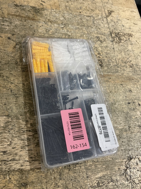 Photo 1 of #4 Wood Screws Assortment Kit, Small Screws Set 500pcs, Short Cabinet Screw, Phillips Flat Head Self-Tapping Screw, Black Screws, Carbon Steel, Contains 50pcs M6 Screw Anchors