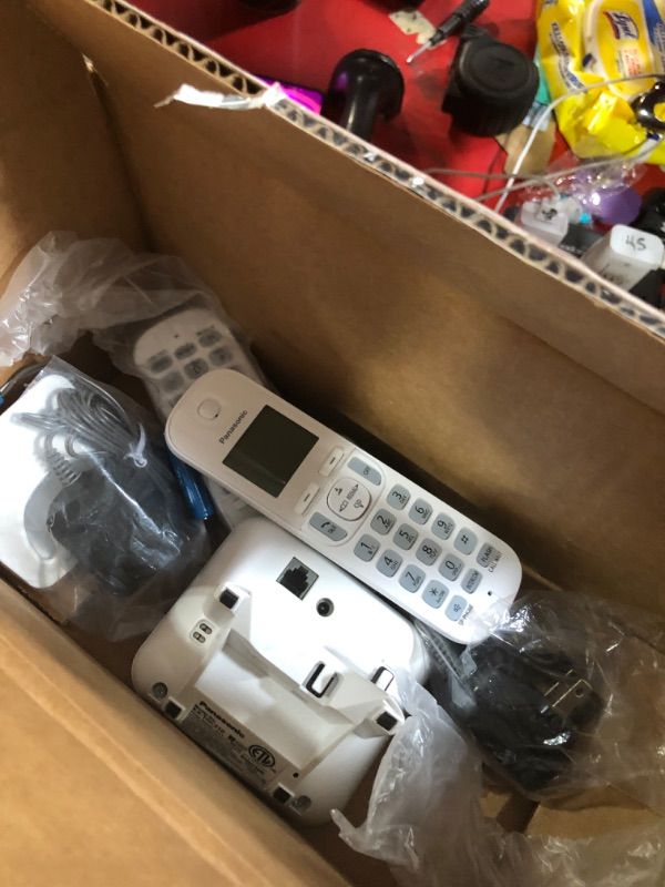 Photo 1 of ***MISSING PARTS***
Panasonic Cordless Phone with Answering Machine, Link2Cell Bluetooth Home Phones, Voice Assistant and Advanced Call Blocking, Expandable System with 3 Handsets - KX-TGD863W (White)