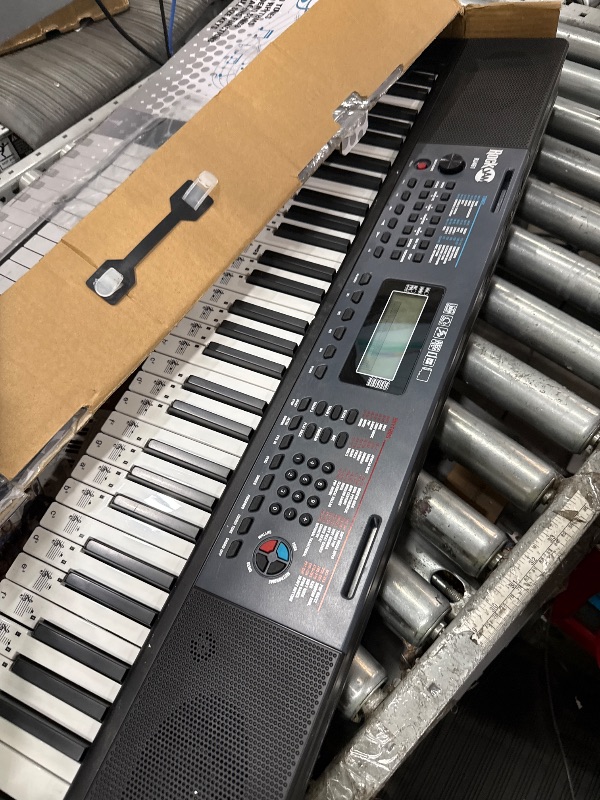 Photo 1 of **POWERS ON BUT NO SOUND*** RockJam 61 Key Keyboard Piano with Pitch Bend, Power Supply, Sheet Music Stand, Piano Note Stickers & Simply Piano Lessons