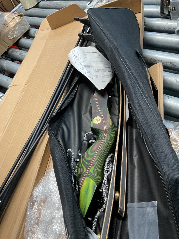 Photo 1 of *** STOCK PHOTO FOR REFERENCE, ONLY ALSO MISSING STRING, UNKNOWN IF FUNCTIONAL***
GQT Archery 60" Recurve Bow and Arrow Set for Adults, 30-50lbs Right Hand Wooden Hunting Bow for Outdoor, Hunting and Practice, Standard Target Archery Beginner Recurve Bow