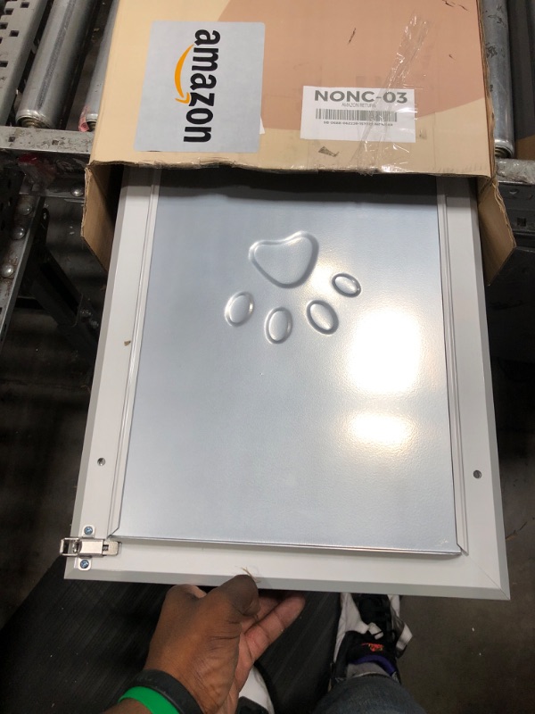 Photo 1 of [Petoasis] 3-Flaps Heavy-Duty Dog Door, Rust Proof Aluminum Alloy Frame, Extreme Weather Dog Door Can Block Wind, Snow, and Rainwater Intrusion (Silvery White, Large for Door)