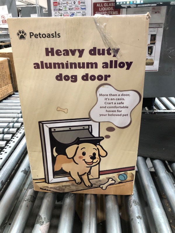 Photo 1 of [Petoasis] 3-Flaps Heavy-Duty Dog Door, Rust Proof Aluminum Alloy Frame, Extreme Weather Dog Door Can Block Wind, Snow, and Rainwater Intrusion (Silvery White, Large for Door)