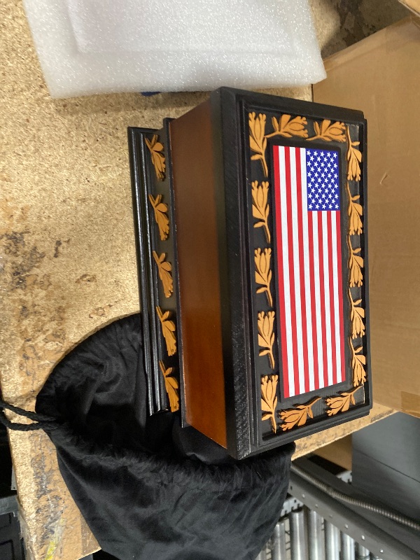 Photo 1 of ***DAMAGED - SEE NOTES/PICTURES***Urns for Ashes - Patriotic Cremation Urn with American Flag - Enduring Ashes Keepsake - Decorative Urns for a Lasting Tribute