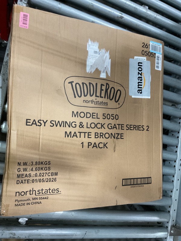 Photo 1 of **MISSING HARDWARE**Toddleroo by North States - Easy Swing & Lock Baby Gate Series 2: Hardware Mounted Metal Safety for Stairs & Doorways - Adjustable 28.68 to 47.85 Inches Wide - 31 Inches Tall - Matte Bronze