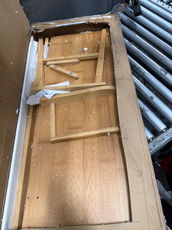 Photo 1 of ***missing hardware*** APRTAT Bamboo Entryway Bench, Dining Bench with Spindle Back (Natural)