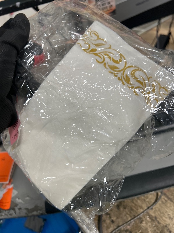 Photo 1 of **MISSING SOME** BESTVIP 200 Pack Disposable Paper Napkins, 3-Ply Dinner Napkins with Gold Trim for Guests, Bathroom Paper Hand Towels Soft and Absorbent, Perfect for Kitchen, Dinner, Party, Wedding or Event