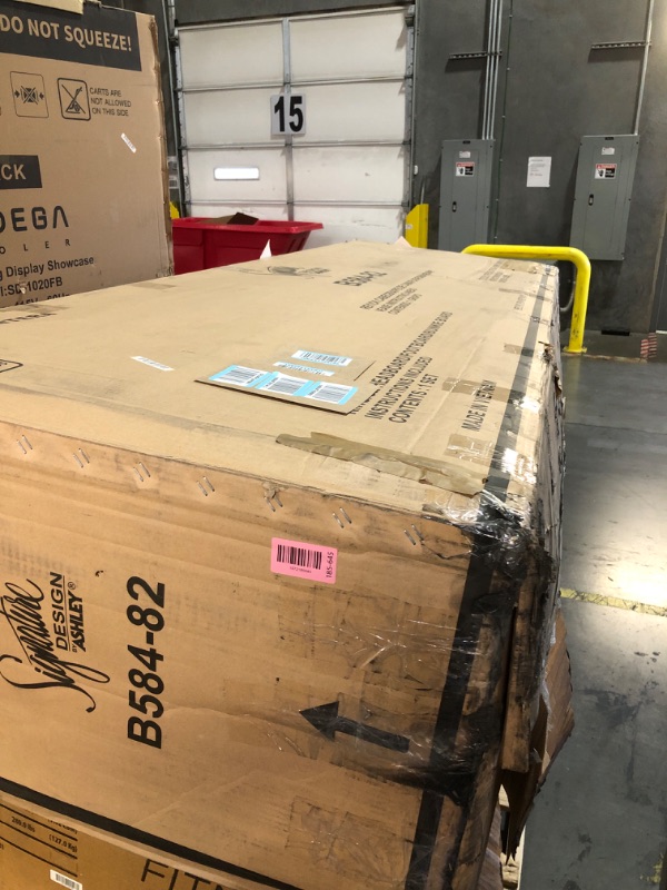 Photo 1 of ***TRUCK/TRAILER PICKUP ONLY//PARTS ONLY***Signature Design by Ashley Jesstean Contemporary Upholstered Bed with Tufted Design, Foundation or Box Spring Not Needed, California King, Light Gray