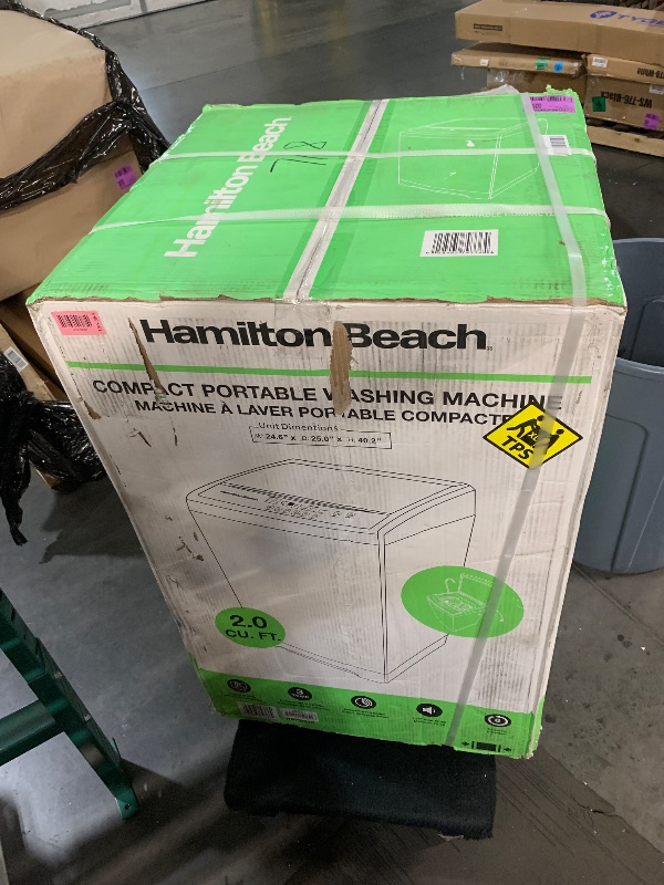 Photo 1 of ***FACTORY SEALED***
***TRUCK/TRAILER PICKUP ONLY***
HAMILTON BEACH Portable Washer-LED Digital Display Panel-5 Cycles-Top Loading Design-Low Noise Washing Machine, 2.1 cu ft, White