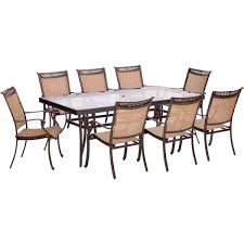 View 1 of ***FULL SET, TRUCK/TRAILER PICKUP ONLY***
Hanover Fontana 7-Piece Outdoor Dining Set with 6 Sling Chairs and a 38-In. x 72-In. Cast-Top Table