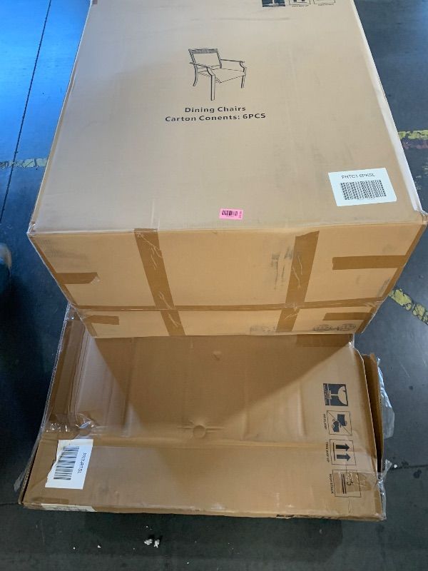 View 2 of ***FULL SET, TRUCK/TRAILER PICKUP ONLY***
Hanover Fontana 7-Piece Outdoor Dining Set with 6 Sling Chairs and a 38-In. x 72-In. Cast-Top Table