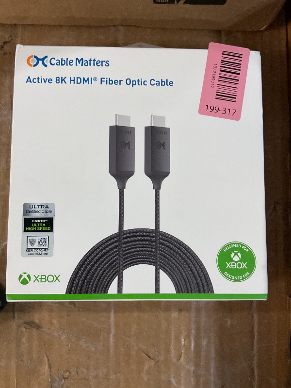 Photo 1 of [Designed for Xbox Certified] Cable Matters Unidirectional Active 8K @60Hz Fiber Optic HDMI Cable 32.8 ft / 10m - Supporting 8K@60Hz 4K@120Hz HDR - Designed for Xbox, Compatible with PS5, Apple TV, PC
