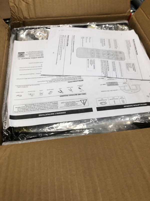 Photo 1 of ***SOLD FOR PARTS***OPAXIS Motion Sensor Outdoor Ceiling Light with Remote Control, Black Modern Front Porch Lighting with Seed Glass, Outside Flush Mount Lights for Garage, Entryway, Square, Distance and Time Adjustable