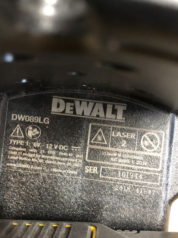 Photo 1 of ***(PARTS ONLY**MISSING PARTS UNABLE TO TEST UNKNOWN IF FUNCTIONAL**
DEWALT Laser Level 360 Self Leveling, 3 Way Green Laser Leveler Tool 12V MAX with 2.0Ah Battery, Charger and Durable Carrying Case, 100 Ft, Tripod Compatible (DW089LG)