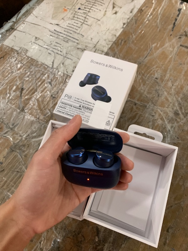 Photo 1 of ***DAMAGED - SEE NOTES/PICTURES***Bowers & Wilkins Pi8 Wireless Bluetooth Earbuds (Midnight Blue), in-Ear Bluetooth Earphones with Qualcomm & aptX Lossless, Active Noise Cancelling Earbuds, 3 Built-in Mics, 15-Min Quick Charging