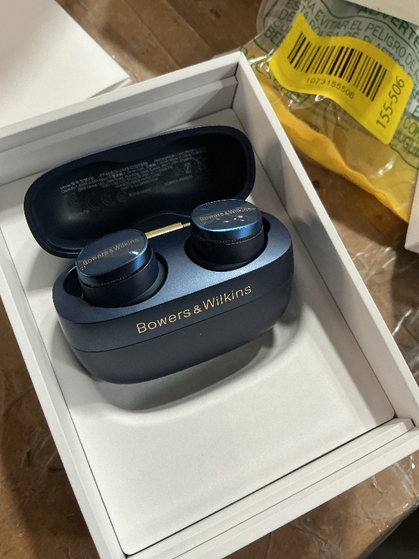 Photo 1 of ***DAMAGED - SEE NOTES/PICTURES***Bowers & Wilkins Pi8 Wireless Bluetooth Earbuds (Midnight Blue), in-Ear Bluetooth Earphones with Qualcomm & aptX Lossless, Active Noise Cancelling Earbuds, 3 Built-in Mics, 15-Min Quick Charging