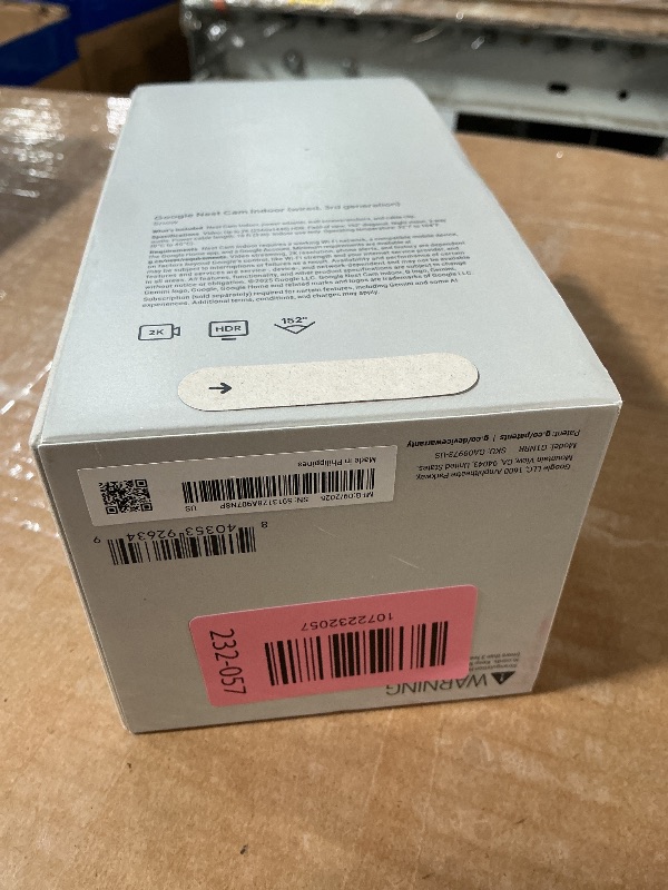 Photo 1 of ******* factory sealed *******Google Nest Cam Indoor (Wired, 3rd Gen) - Security Camera with 2K Video and Gemini, Night Vision, 2-Way Audio, Works with Google Home - 2025 Model - Snow