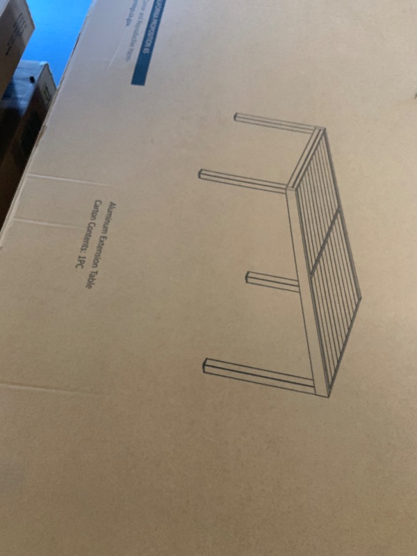 Photo 1 of ***FACTORY SEALED***Tahoe Outdoor Patio Powder-Coated Aluminum Rectangular Dining Table in Gray Large 83 in. Patio Table with Umbrella Hole
