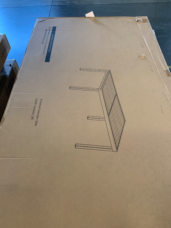 Photo 1 of ***FACTORY SEALED***Tahoe Outdoor Patio Powder-Coated Aluminum Rectangular Dining Table in Gray Large 83 in. Patio Table with Umbrella Hole
