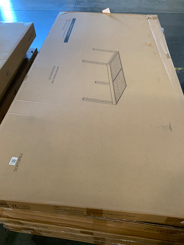 Photo 1 of ***FACTORY SEALED***Tahoe Outdoor Patio Powder-Coated Aluminum Rectangular Dining Table in Gray Large 83 in. Patio Table with Umbrella Hole
