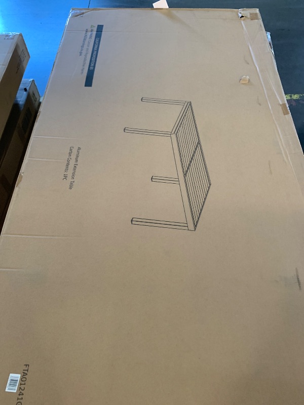 Photo 1 of ***FACTORY SEALED***Tahoe Outdoor Patio Powder-Coated Aluminum Rectangular Dining Table in Gray Large 83 in. Patio Table with Umbrella Hole
