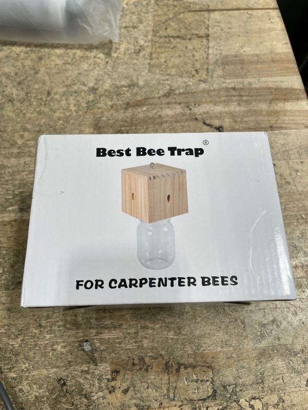 Photo 1 of 1 PCS Wood Carpenter Bee Trap for Outside - Best Bee Trap - Cube Style Nature Hanging Carpenter Bee Traps Plastic Jar Outdoor - Insect Traps