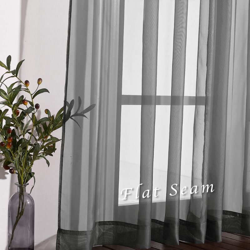 View 1 of 1 panel window* NICETOWN Sheer Living Room Curtains - Elegant Dark Grey Soft Nickel Grommet Window Panels Drapes for Living/Dining Room/Master Bedroom (54" Wide x 96" Long,