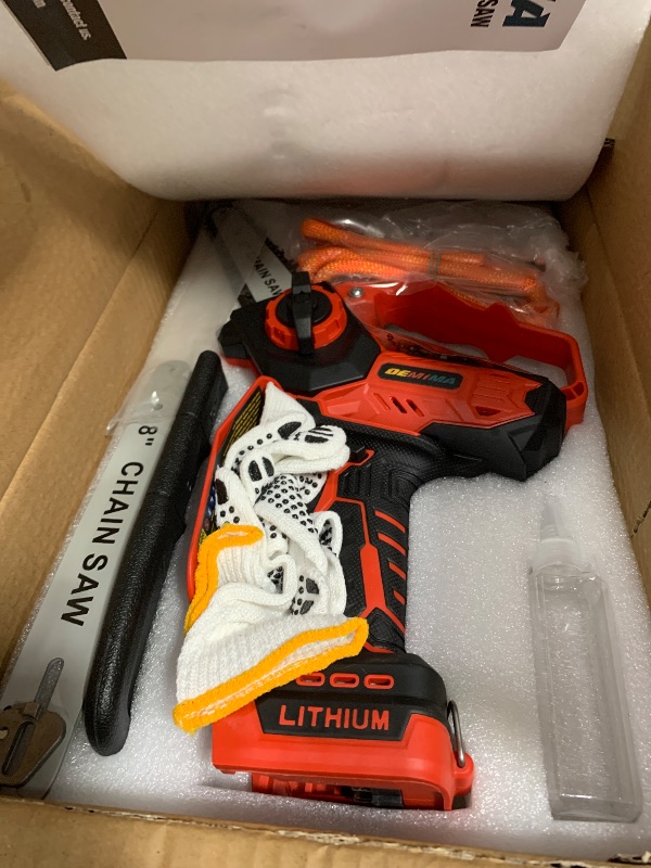 Photo 1 of (missing battery)_ Mini Chainsaw for Miwaukee M18 Battery, 8-Inch and 6-Inch 2-IN-1 Cordless Electric Chain saw with Brushless Motor and Auto-Oiler, 800W Hand Mini Chainsaw for Tree Pruning Wood Cutting(No Battery)
