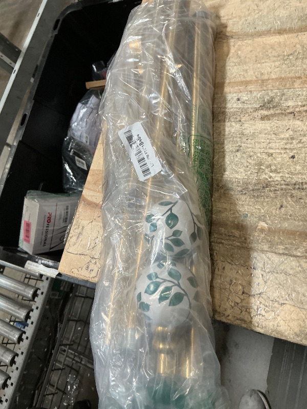 Photo 1 of **ONE KNOB IS BROKEN**Ceramic Gold Curtain Rods Set of 2 for Windows 72 to 144 Inches Adjustable Length Duty 1" Diameter Window Curtain Rod with Modern Green Leaf Pattern Decorative Finials for Bedroom Living Room Kitchen